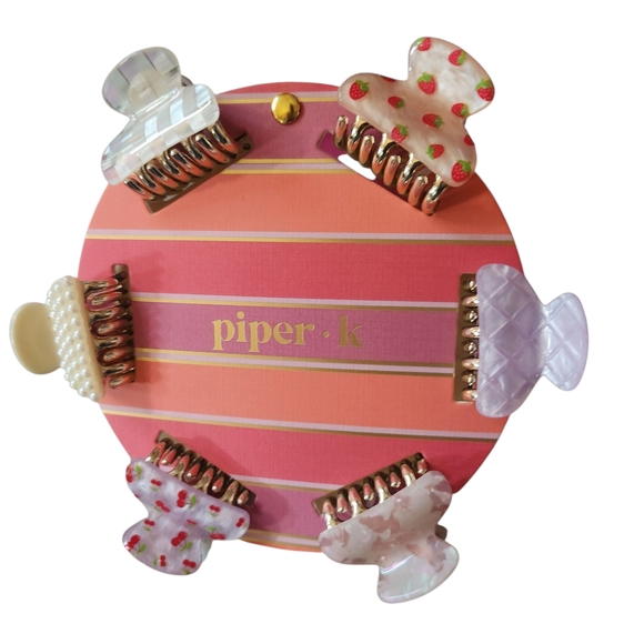 Piper K Mother of Pearl Iridescent Beaded Fruit Design Hair Clip Set - Picture 1 of 6